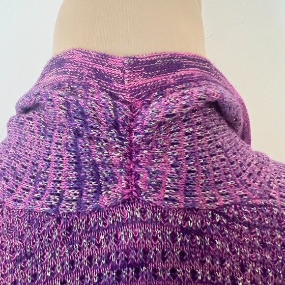 Lilly Pulitzer Tova Metallic Knit Cardigan Sweater w/ Tassels Purple Pink XL - Picture 11 of 13